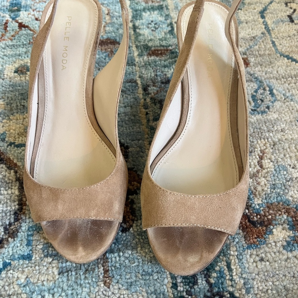 Pelle Moda Tan Suede Slingback Heels